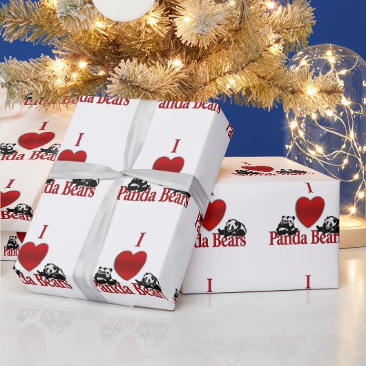 Iハートパンダベアーズおもしろい ラッピングペーパー (クリスマス)