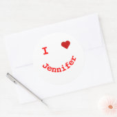 Iハートパーソナライズされたハッピー顔 ラウンドシール (封筒)