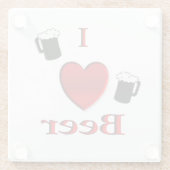 Iハートビールデザイン ガラスコースター (裏面)