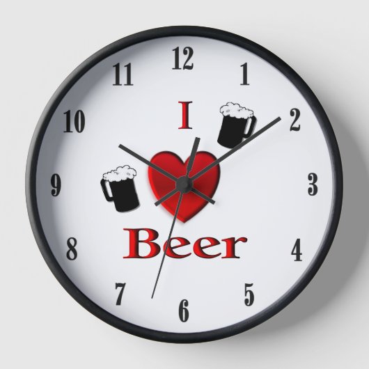 Iハートビールデザイン 壁時計 (正面)