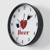 Iハートビールデザイン 壁時計 (傾斜)