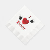 Iハートビールデザイン 縁ありランチョンナプキン (角)