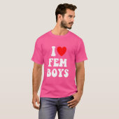 IハートフェムボーイラブフェムボーイフェムボーイフェムボーイゲイLGBTQIA Tシャツ (正面フル)