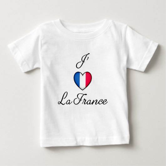 「Iハートフランス」フランスのプライド「J'adore La France」 ベビーTシャツ (正面)