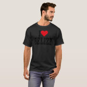 Iハートベリーズと赤いハートI love Belize Tシャツ (正面フル)