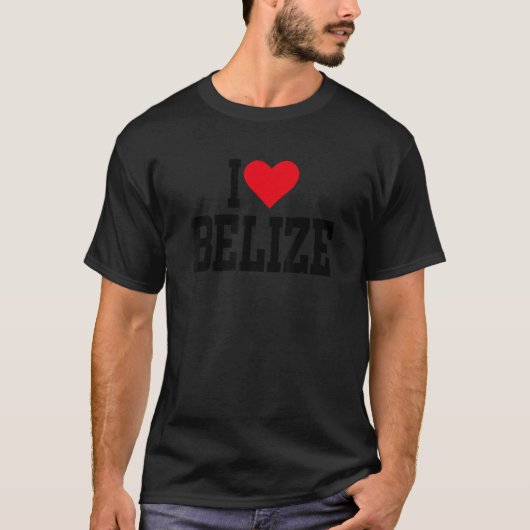 Iハートベリーズと赤いハートI love Belize Tシャツ (正面)