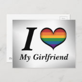 Iハートマイガールレズビアンプライドタイポグラフィ ポストカード (正面/裏面)