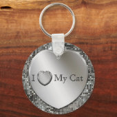 Iハートマイキャットシルバーハートキーチェーン キーホルダー (正面)