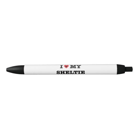 Iハートマイシェットランド・ シープドッグ 黒ボールペン (正面)