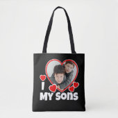 IハートマイパーソナライズされたサンズPhoto Black トートバッグ (正面)