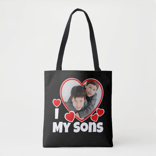 IハートマイパーソナライズされたサンズPhoto Black トートバッグ (正面)