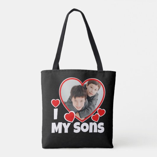 IハートマイパーソナライズされたサンズPhoto Black トートバッグ (裏面)