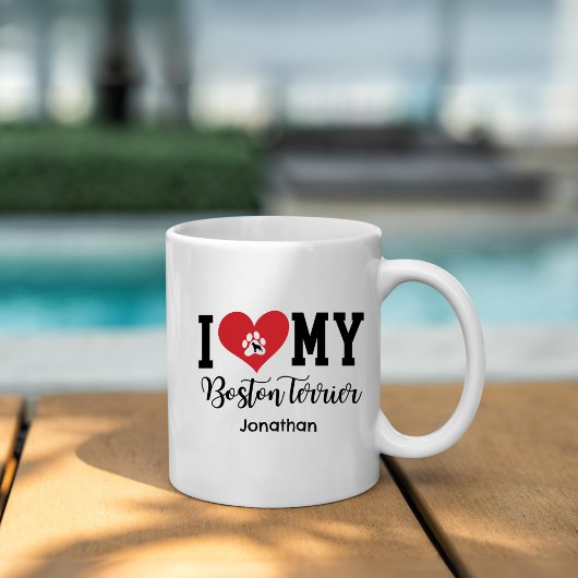 Iハートマイボストンテリアパーソナライズされた コーヒーマグカップ