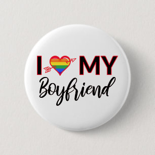 IハートマイボーイフレンドゲイバレンタインLGBTQプライド 缶バッジ