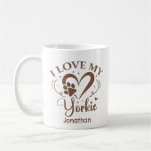 Iハートマイヨークシャーテリアパーソナライズされたコーヒーマグ コーヒーマグカップ (左)