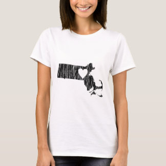 Iハートマサチューセッツグランジな輪郭の州愛 Tシャツ
