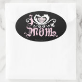 Iハートママピンク 楕円形シール (バッグ)