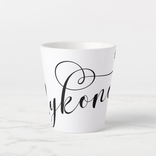 Iハートミコノス、ギリシャすりガラス カフェラテマグ (正面)