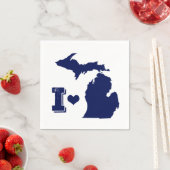 Iハートミシガンブルー スタンダードカクテルナプキン (インサイチュ)