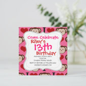 IハートモンキーピンクIラブサル招待状 招待状 (スタンド正面)