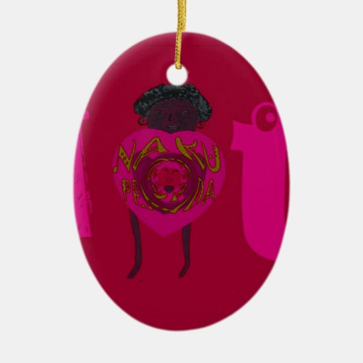 iハートユーナクペンダサナハッピーバレンタインデー セラミックオーナメント (正面)