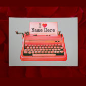 iハートユーレトロタイプライターヴィンテージバレンタイン ノートカード