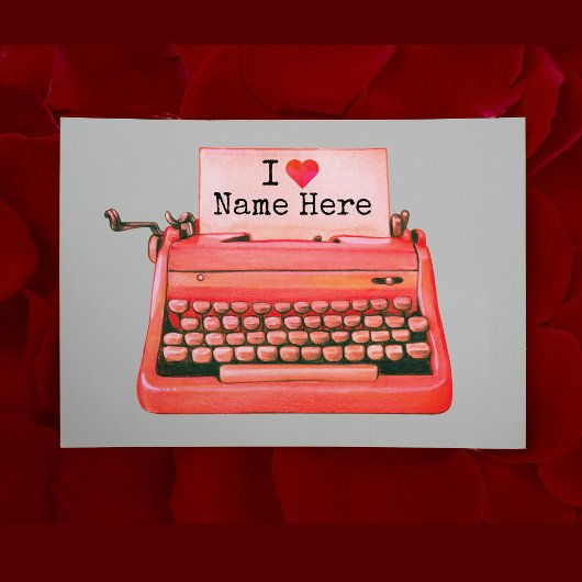 iハートユーレトロタイプライターヴィンテージバレンタイン ノートカード