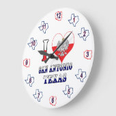 Iハートラブサンアントニオテキサス州 ラージ壁時計 (傾斜)