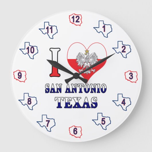 Iハートラブサンアントニオテキサス州 ラージ壁時計 (正面)