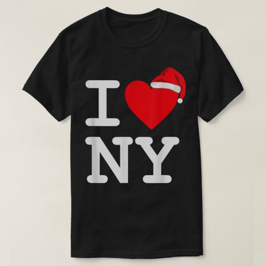 IハートラブNY New York City NYC Santa Hat Christ Tシャツ (デザイン正面)