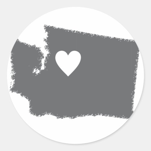 Iハートワシントングランジルックアウトライン州ラブ ラウンドシール (正面)