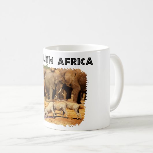 Iハート南アフリカのワルシャワとゾウ コーヒーマグカップ (正面右)