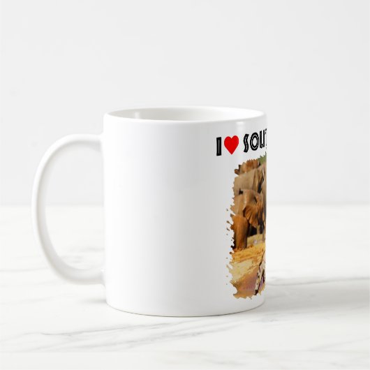 Iハート南アフリカのワルシャワとゾウ コーヒーマグカップ (左)