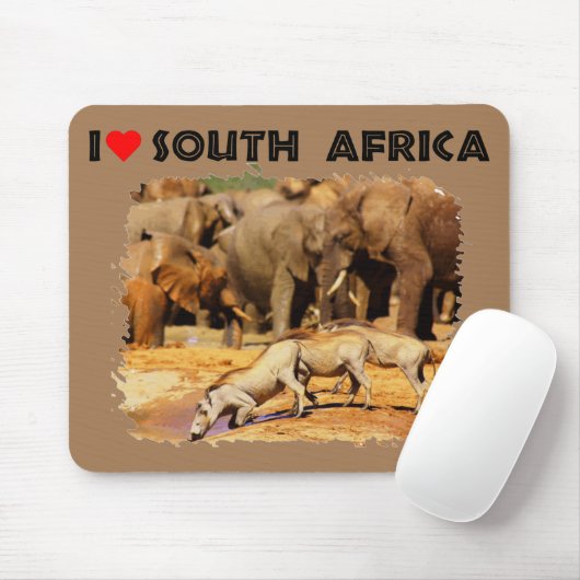Iハート南アフリカのワルシャワとゾウ マウスパッド (マウス)