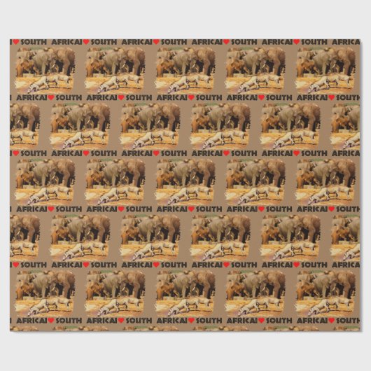 Iハート南アフリカのワルシャワとゾウ ラッピングペーパー (フラット)