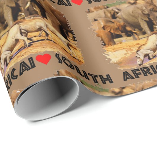 Iハート南アフリカのワルシャワとゾウ ラッピングペーパー (ロールコーナー)