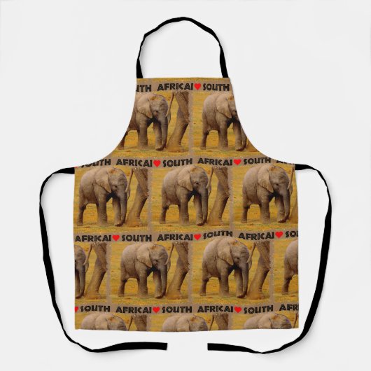 Iハート南アフリカゾウ エプロン (正面)