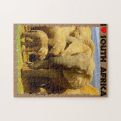 Iハート南アフリカ象の母と子牛 ジグソーパズル (横)