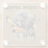 Iハート南アフリカ野生動物コラージュ ガラスコースター (裏面)