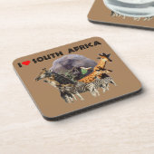 Iハート南アフリカ野生動物コラージュ コースター (左側)