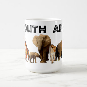 Iハート南アフリカ野生動物コラージュ コーヒーマグカップ