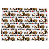 Iハート南アフリカ野生動物コラージュ ラージペーパーバッグ (裏面)