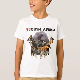 Iハート南アフリカ野生動物コラージュ Tシャツ