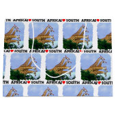 Iハート南アフリカ4 Giraffes ラージペーパーバッグ (正面)