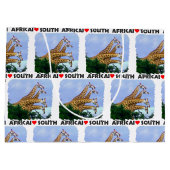 Iハート南アフリカ4 Giraffes ラージペーパーバッグ (裏面)