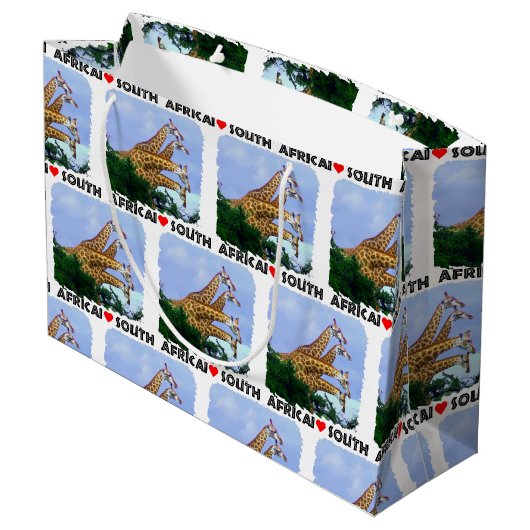Iハート南アフリカ4 Giraffes ラージペーパーバッグ (裏面アングル)