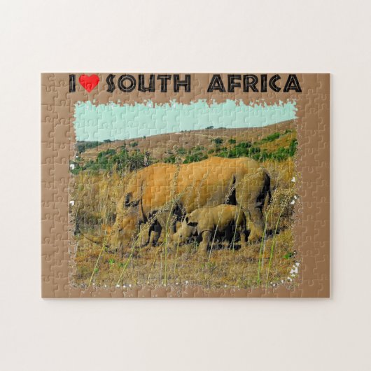 Iハート南アフリカRhinoのリードの中 ジグソーパズル (横)