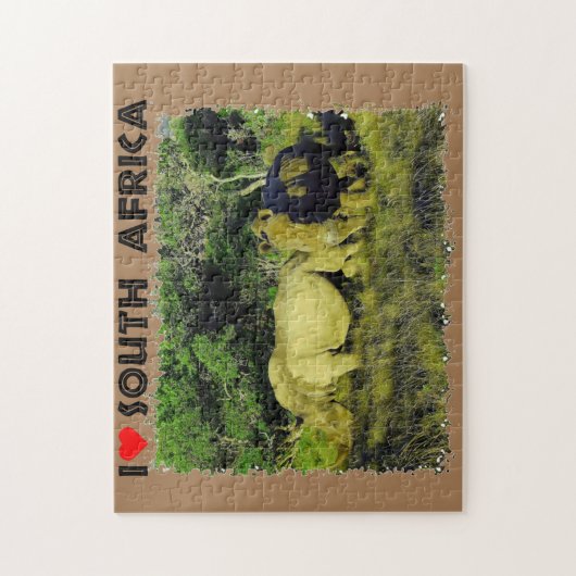 Iハート南アフリカRhinoカップル ジグソーパズル (縦)