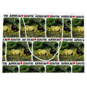 Iハート南アフリカRhinoカップル ラージペーパーバッグ (裏面)