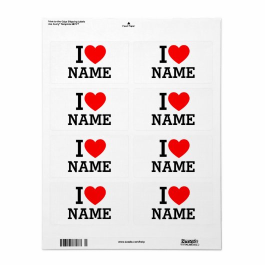 Iハート名 ラベル (フルシート)